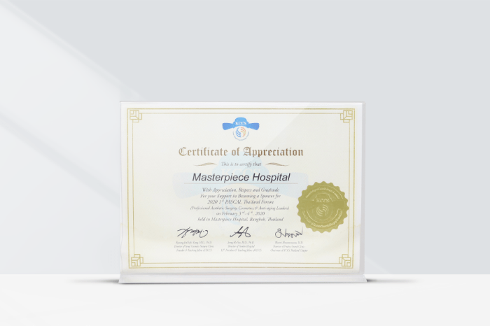 Certificate of Appreciation “2020 1st PASCAL Thailand Forum